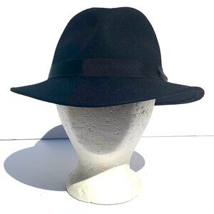 VTG Men’s Makins Felt Fedora Barney’s New York, Black, Grosgrain Ribbon, Sz Lrg